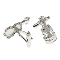 Cufflinks, Brass, Violin, platinum color plated, nickel, lead & cadmium free, 10-20mm, Sold By Pair