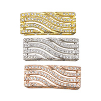 Cubic Zirconia Micro Pave Brass Beads, Rectangle, plated, micro pave cubic zirconia, more colors for choice, nickel, lead & cadmium free, 20.50x8x4mm, Hole:Approx 1.5x6mm, 20PCs/Lot, Sold By Lot