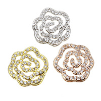 Cubic Zirconia Micro Pave Brass Beads, Flower, plated, multihole & micro pave cubic zirconia, more colors for choice, nickel, lead & cadmium free, 12.50x13.50x5mm, Hole:Approx 1x5mm, 20PCs/Lot, Sold By Lot