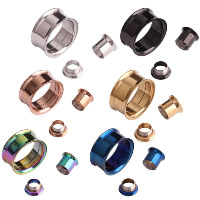 Fashion Piercing Tunnel, Stainless Steel, Donut, plated, Unisex & different size for choice, more colors for choice, 2PCs/Lot, Sold By Lot