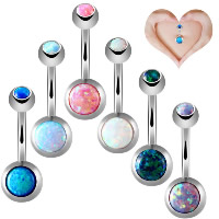 Stainless Steel Belly Ring, with Stone, for woman, more colors for choice, 6mm, 8mm, 1.6x10mm, 2PCs/Lot, Sold By Lot