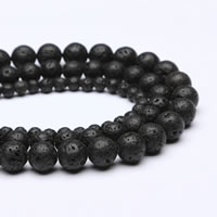 Natürliche Lava Perlen, rund, verschiedene Größen vorhanden, Bohrung:ca. 1mm, verkauft per ca. 15 ZollInch Strang