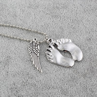 Zinc Alloy Jewelry Necklace with iron chain Footprint antique silver color plated oval chain lead & cadmium free 25mm 24mm 30mm Sold Per Approx 19.6 Inch Strand