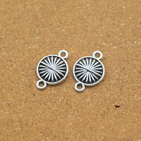 Tibetan Style Connector, Flat Round, antique silver color plated, 1/1 loop, nickel, lead & cadmium free, 13x20x3mm, Hole:Approx 1.5mm, 100PCs/Lot, Sold By Lot