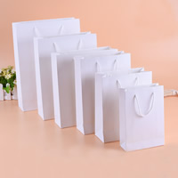 Fashion Gift Bag, Papier, met Nylon Koord, Rechthoek, verschillende grootte voor keus, wit, 100pC's/Lot, Verkocht door Lot