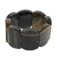 Natural Tiger Eye Bracelets, Rectangle, 45x27x10mm, Sold Per Approx 8.7 Inch Strand