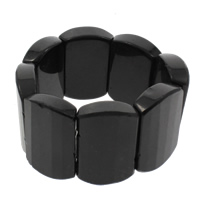Obsidien noir bracelet, rectangle, naturel, 40x27x10mm, Vendu par Environ 8.2 pouce brin