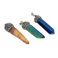 Quartz Gemstone Pendants with Clay Pave & zinc alloy bail plated with rhinestone & mixed 9- Approx 1mm Sold By Bag