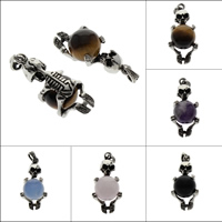 Tibetan Style Skull Pendants, Gemstone, with Tibetan Style, plated, different materials for choice, 20x41x19mm, Hole:Approx 2mm, Sold By PC