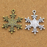 Tibetan Style Flower Pendants, Snowflake, plated, Christmas jewelry, more colors for choice, nickel, lead & cadmium free, 22x29x2mm, Hole:Approx 1.5mm, 100PCs/Lot, Sold By Lot