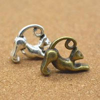 Tibetan Style Animal Pendants, Cat, plated, more colors for choice, nickel, lead & cadmium free, 18x13x5mm, Hole:Approx 1.5mm, 100PCs/Lot, Sold By Lot