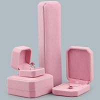 Бархатная ювелирная шкатулка для комплектов, Бархат, с Клей Фильм, разные стили для выбора, розовый, 10ПК/Лот, продается Лот