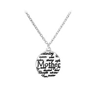 Tibetan Style Jewelry Necklace, with iron chain, Flat Round, platinum color plated, Mother Day Jewelry & oval chain & with letter pattern & enamel, lead & cadmium free, 21x28mm, Length:Approx 19.5 Inch, Sold By Set