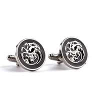 Cufflinks Zinc Alloy Flat Round platinum color plated enamel lead & cadmium free Sold By Pair