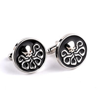 Cufflinks, Tibetan Style, Flat Round, platinum color plated, enamel, lead & cadmium free, 20x20mm, Sold By Pair