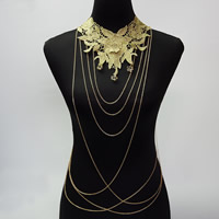 Tibetan Style Body Chain, with Lace, gold color plated, twist oval chain & for woman & with rhinestone, nickel, lead & cadmium free, Sold Per Approx 15.5 Inch Strand
