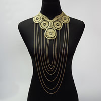 Zinc Alloy Body Chain with Lace gold color plated twist oval chain & for woman nickel lead & cadmium free Sold Per Approx 15.5 Inch Strand
