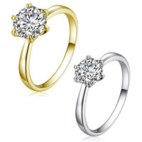 Cubic Zircon Brass Finger Ring plated & for woman & with cubic zirconia lead & cadmium free 17-20mm Sold By Bag