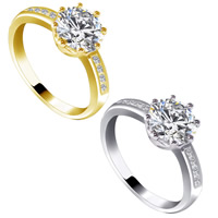 Cubic Zircon Brass Finger Ring plated & for woman & with cubic zirconia lead & cadmium free 17-20mm Sold By Bag