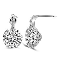 Cubic Zirconia Micro Pave Brass Earring platinum color plated micro pave cubic zirconia nickel lead & cadmium free Sold By Pair