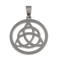 Stainless Steel Pendants, Flat Round, original color, 28x31x1.50mm, Hole:Approx 4x8mm, 10PCs/Bag, Sold By Bag