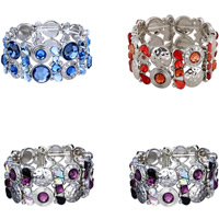 Bracelet de perles de verre, alliage de zinc, avec verre, Placage de couleur platine, pour femme & facettes & avec strass, plus de couleurs à choisir, sans plomb et cadmium, 30mm, Vendu par Environ 7 pouce brin