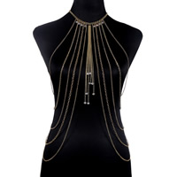 Tibetan Style Body Chain, with Crystal, with 1.5Inch extender chain, gold color plated, twist oval chain & for woman & faceted, nickel, lead & cadmium free, Sold Per Approx 15.5 Inch Strand