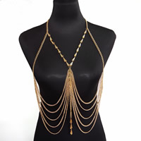 Zinc Alloy Body Chain with Crystal gold color plated twist oval chain & for woman & faceted nickel lead & cadmium free Sold Per Approx 15.5 Inch Strand