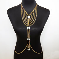 Zinc Alloy Body Chain with Shell with 1.5Inch extender chain Tassel gold color plated twist oval chain & for woman nickel lead & cadmium free Sold Per Approx 15.5 Inch Strand