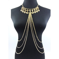Tibetan Style Body Chain, with 1.5Inch extender chain, gold color plated, twist oval chain & for woman, nickel, lead & cadmium free, Sold Per Approx 15.5 Inch Strand