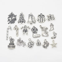 Tibetan Style Christmas Pendants, antique silver color plated, Christmas jewelry & mixed, nickel, lead & cadmium free, 12-27mm, Hole:Approx 1mm, 10Bags/Lot, 18PCs/Bag, Sold By Lot