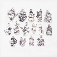 Tibetan Style Christmas Pendants, antique silver color plated, Christmas jewelry & mixed, nickel, lead & cadmium free, 20-33mm, Hole:Approx 1mm, 10Bags/Lot, 15PCs/Bag, Sold By Lot