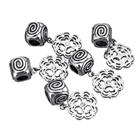 Stainless Steel European Pendants Four Leaf Clover without troll & with rhinestone & blacken 27mm Approx 5mm Sold By Lot