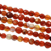 Natürlich rote Achat Perlen, Roter Achat, verschiedene Größen vorhanden & facettierte, Bohrung:ca. 1mm, verkauft per ca. 15 ZollInch Strang