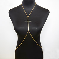 Body Chain Smycken, Zink Alloy, med 1.5Inch extender kedja, guldfärg pläterade, oval kedja & för kvinna, nickel, bly och kadmium gratis, Såld Per Ca 15.5 inch Strand