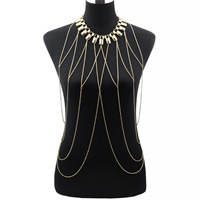 Tibetan Style Body Chain, with 1.5Inch extender chain, gold color plated, oval chain & for woman, nickel, lead & cadmium free, Sold Per Approx 15.5 Inch Strand