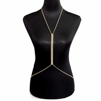 Tibetan Style Body Chain, with Crystal, gold color plated, twist oval chain & for woman & faceted & with rhinestone, nickel, lead & cadmium free, Sold Per Approx 15.5 Inch Strand