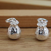 Brass Jewelry Pendants, Money Bag, real silver plated, lead & cadmium free, 9.5x7.3mm, Hole:Approx 2.5-3mm, Sold By PC