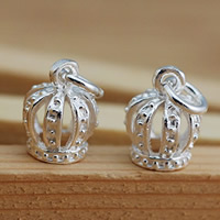 Brass Jewelry Pendants Crown real silver plated lead & cadmium free Approx 2.5-3mm Sold By PC