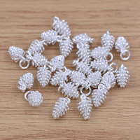 Brass Jewelry Pendants Pinecone real silver plated lead & cadmium free 12mm Approx 2.5-3mm Sold By PC
