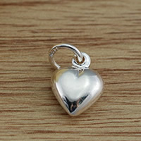 Mässing Hjärta Hängen, äkta silver plated, leda & kadmiumfri, 8.5x11mm, Hål:Ca 2.5-3mm, Säljs av PC