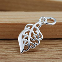 Brass Jewelry Pendants, Leaf, real silver plated, lead & cadmium free, 13.50x8x15mm, Hole:Approx 2.5-3mm, Sold By PC