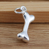 Brass Jewelry Pendants, Dog Bone, real silver plated, lead & cadmium free, 14.50x6x3.50mm, Hole:Approx 2.5-3mm, Sold By PC