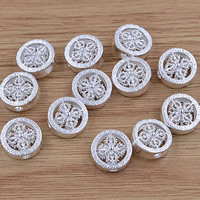 Brass Jewelry Beads, Flat Round, real silver plated, lead & cadmium free, 15x2mm, Hole:Approx 2.5mm, Sold By PC