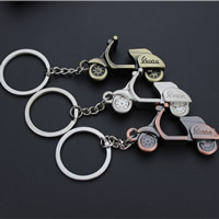Schlüsselanhänger, Zinklegierung, mit Eisen Ring, Motorrad, plattiert, keine, frei von Blei & Kadmium, 48x30x10mm, Bohrung:ca. 32mm, verkauft von Strang