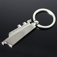 Schlüsselanhänger, Zinklegierung, mit Eisen Ring, Schiff, Platinfarbe platiniert, frei von Blei & Kadmium, 56x18mm, Bohrung:ca. 32mm, verkauft von Strang