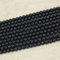 Natural Black Stone Beads, Round, imitation agate & different size for choice & faceted, Length:Approx 15 Inch, Approx 3Strands/Bag, Sold By Bag