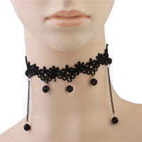 Lace Choker Necklace, with Crystal, with 2Inch extender chain, plated, for woman & faceted, nickel, lead & cadmium free, Sold Per Approx 12 Inch Strand