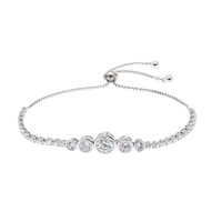 Cubic Zirconia Bracelet Brass silver color plated adjustable & box chain & for woman & with cubic zirconia nickel lead & cadmium free Sold Per Approx 9.8 Inch Strand