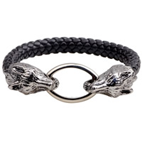 Men Bracelet Cowhide with Zinc Alloy plated for man nickel lead & cadmium free 15mm Sold Per Approx 7.8 Inch Strand